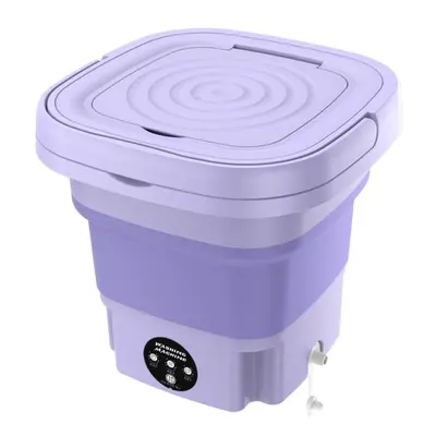 (purple, EU Plug) 8l Portable Foldable Washing Machine With Spin Dryer Automatic Mini Underwear 