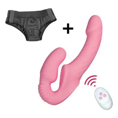 (pink, With Pants) Speeds Strapless Strapon Dildo Vibrator Female Double Vibrating G Spot Adult 