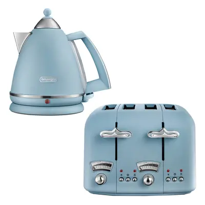 Delonghi Argento 1.7L Kettle & Slice Toaster Set, Blue