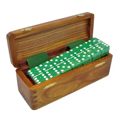 Marion Domino Double Six Green Jumbo Tournament Professional Size with Spinners in Dovetail Shee