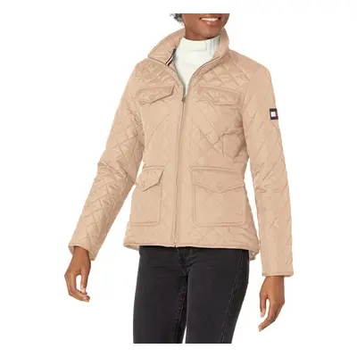 Tommy Hilfiger Quilted Fall Fashion Lightweight Jacket Women Khaki