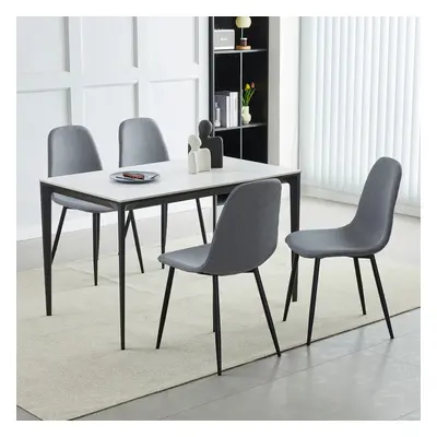 (SET OF 4, LIGHT GREY) 2/4/6Pcs Fabric Dining Chair with Metal Legs Bella