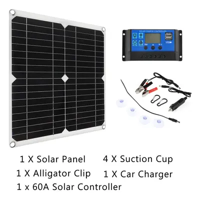 (280x280mm 60A) 60W Solar Panel Kit Complete Camping Foldable Power Station MPPT Portable Genera