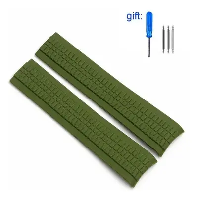 (green no buckle 21mm with logo) Watch Band For Patek Philippe 5164a 5167a 5168a Silicone Aquana