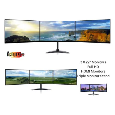 Triple Monitor Screen Bundle, HDMI Monitors, IPS, New Triple Stand