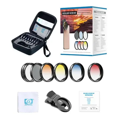 (APL-37UV-7Grad) Apexel In Lens Kit 0.45x Wide+52mm Uv Full And 0.45x Wide+37mm Filter+cpl Nd+st