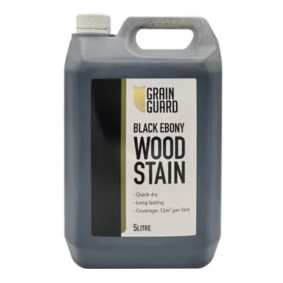 (5 Litre, Black Ebony) GRAIN GUARD Wood Stain | Water Based | Interior & Exterior Use