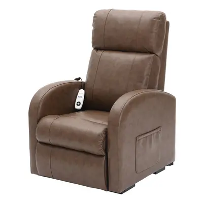 Single Motor Rise and Recline Lounge Chair - Nutmeg PU Leather Material