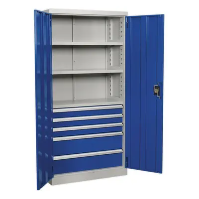 1800mm Double Door Industrial Cabinet - Drawers & Shelves - Point Lock