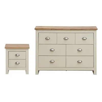 Lisbon Piece Bedroom Furniture Set 3+4 Chest of Drawers Drawer Bedside Table Cream