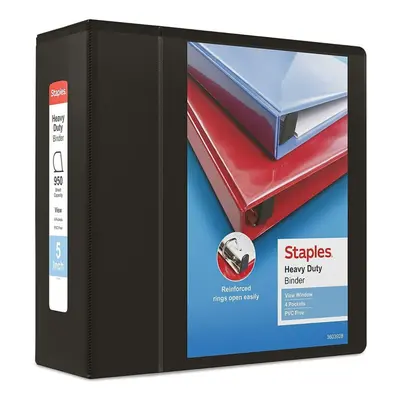 Staples Inch Heavy-Duty View Binder with D-Rings Black