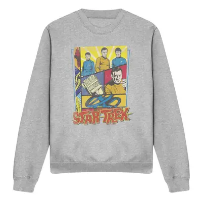 (L, Sport Heather) Star Trek Unisex Adult Vintage Collage Sweatshirt