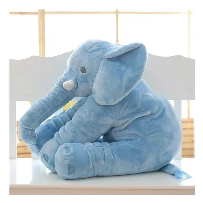 (Blue, 60CM) Plush Elephant Toy Baby Sleeping Back Cushion Soft Stuffed Pillow Elephant Doll New