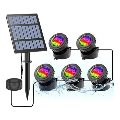 Solar Powered Pond Lights, Waterproof IP68 Submersible Lights with LED Color Changing Spot Light