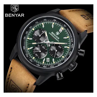 (green) Benyar Quartz Waterproof Watches Movement Men Quartz Watches Luxury Clock Casual Men Spo