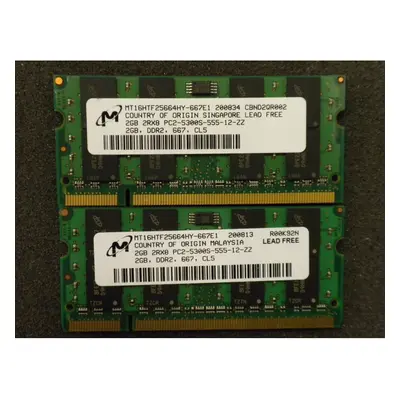 4GB 2x2GB 2Rx8 Non-ECC DDR2 PC2-5300S MT16HTF25664HY-667E1 Laptop Memory