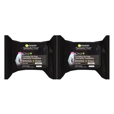 Garnier Skin Skinactive Clean+ Charcoal Oil-Free Makeup Remover Wipes Count