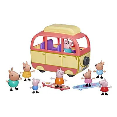 Peppa Visits Australia Campervan Vehicle Preschool Toy; Includes Figures, Accessories, for Ages 