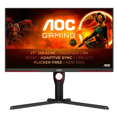 AOC Gaming Q27G3XMN/BK - LED monitor - gaming - 27" - x QHD @ Hz - VA - cd/m - 4000:1 - DisplayH