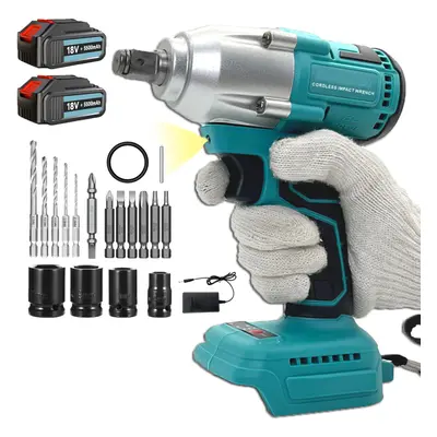 Cordless Brushless Impact Wrench Driver Drill+4Sockets+2Battery 5.5A+Charger+Case-Makita Battery