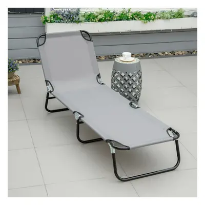 Outsunny Folding Lounge Chair Outdoor Chaise Lounge for Bench Patio Grey