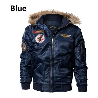 (blue, XL) Male Pilot Jackets Winter Autumn Bomber Cotton Coat Jacket Casual Jacket