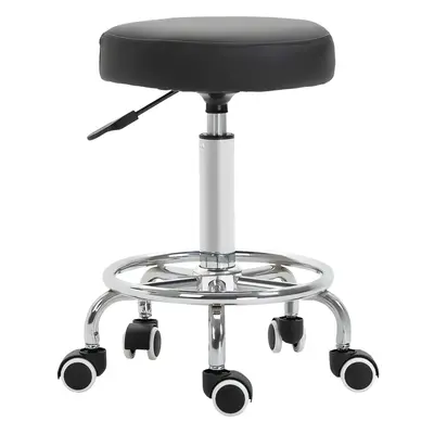 Vinsetto Round PU leather Salon Beautician Stool Adjustable Height w/ Footrest