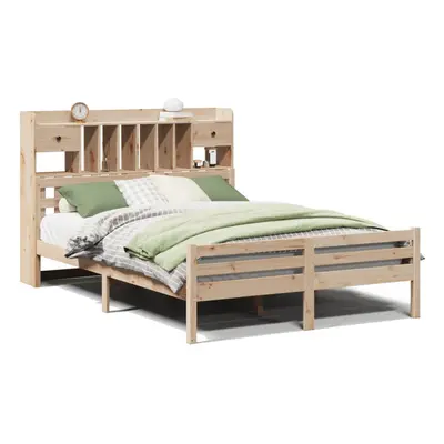 (natural, x 190cm) vidaXL Bookcase Bed without Mattress Home Bed Frame 100x200cm Solid Wood Pine