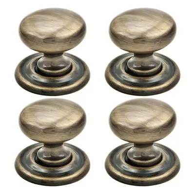 4x Tiered Mushroom Cupboard Door Knob 32mm Diameter Brass Cabinet Handle