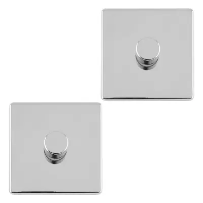 2 PACK Gang Dimmer Switch Way LED SCREWLESS POLISHED CHROME Light Dimming