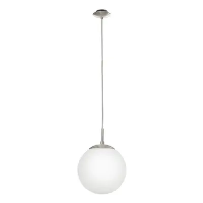 Pendant Light Colour Satin Nickel Shade White Glass Opal Matt Bulb E27 1x60W