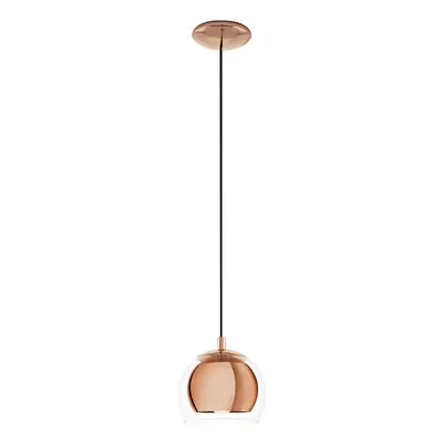 Pendant Ceiling Light Copper Coloured Steel Shade Clear Glass Bulb E27 1x40W