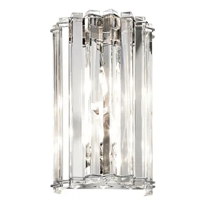 IP44 Twin Wall Light Triangular Crystal Prisms Round Crystals Chrome LED G9 3.5W