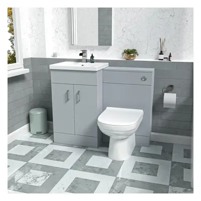 Nes Home Matte Grey 1000mm Basin Vanity & WC Unit & Back to Wall Toilet Flat Pack