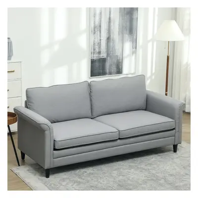 HOMCOM Modern Seater Sofa for Living Room, Fabric Couch Settee, Grey