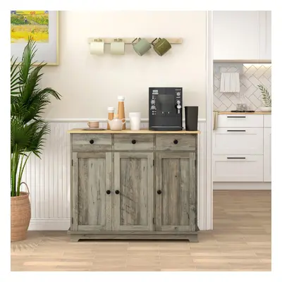 HOMCOM Sideboard Buffet Cabinet with Storage Cabinets and Drawers Grey