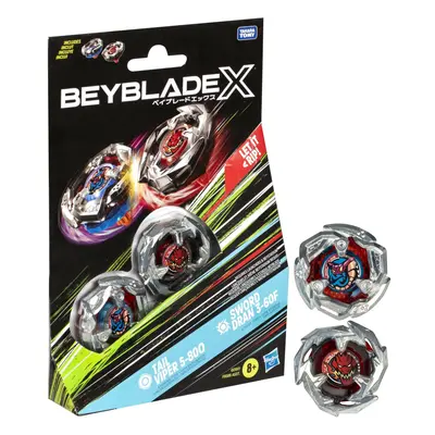 Beyblade X Tail Viper 5-80O and Sword Dran 3-60F Dual Pack Set with Right-Spinning Tops; Battlin