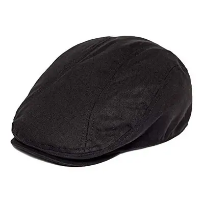 BOTVELA Men Cotton Twill Newsboy Flat Ivy Driving Hat Fitted Cap (Blac