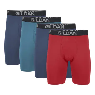 Gildan Men's Underwear Cotton Stretch Boxer Briefs Multipack Blue Cove/Hawaiian Blue/Heather Red