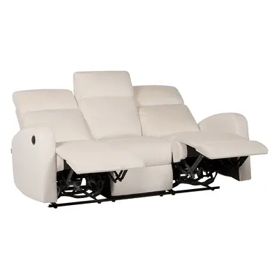 3 Seater Velvet Electric Recliner Sofa White VERDAL