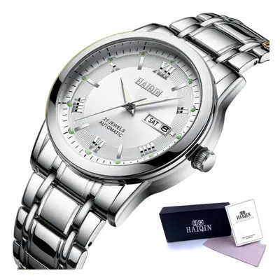 (silver) Haiqin Mens Business Watches Luxury Automatic Mechanical Watch