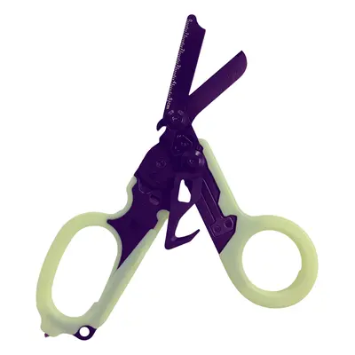 (Purple Fluorescence) Multifunction Portable Emergency Shears with Lock Latch Tactical Folding S