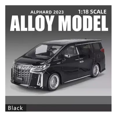 (Black) 1:18 Alphard Alloy Car Model Simulation Sound And Light Pull Back Toy Car Metal Mpv Busi