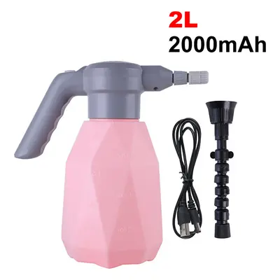 (Pink 2L Nozzle) Electric Mist Spray Bottle Automatic Garden Watering Can Adjustable Water Spray