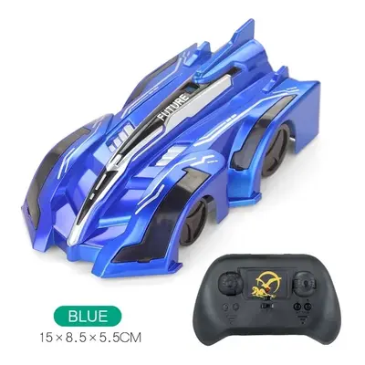 (Blue) Children Climbing Remote Control Cars Cool Dependence On Wall Racing Toy Cars Little Boy 