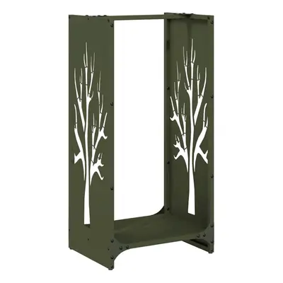 vidaXL Firewood Rack Olive Green 40x30x80 cm Cold-rolled steel