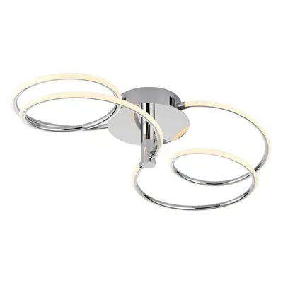 LED Semi Flush Ceiling Light 32W Warm White Chrome Infinity Hoop Strip Feature