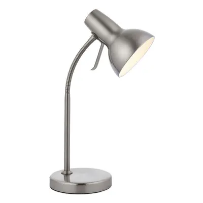 Adjustable Neck Desk Lamp Satin Nickel Industrial Metal Shade Table Work Light