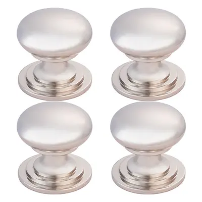 4x Victorian Round Cupboard Door Knob 38mm Dia Polished Nickel Cabinet Handle