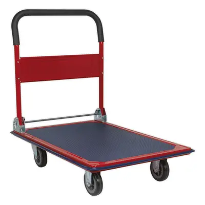 300kg Rigid Platform Truck - Folding Handles - Rubberised Deck - Bumper Strip